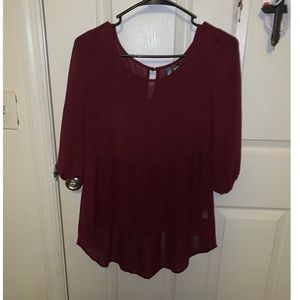 maroon flowy blouse